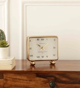 Reloj de Mesa Rectangular de Latón de Alta Calidad con Acabado en Latón, Diseño Tradicional con Números Romanos para Decoración de Interiores de Sala de Estar - Product Image 1