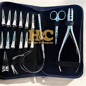 Herramientas Profesionales para el Cabello en Venta, Kit de Herramientas de Acero Inoxidable para Extensiones de Cabello, Tijeras con Logotipo Plateado, Cinta Personalizada con Impresión - Product Image 4