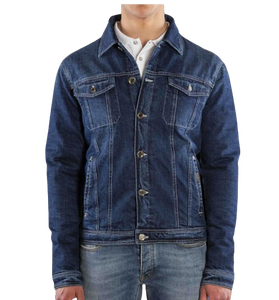 OEM 2026 Hot Sell <b>Men's</b> Blue Denim Jacket Casual Outerwear Cropped Turn Down Collar Washed Diamonds Button <b>Belt</b> - Product Image 1