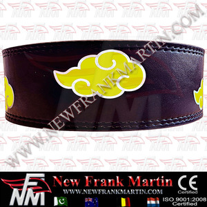 NFM Ceinture en cuir d'entraînement de gymnastique personnalisée avec impression de nuage Akatsuki Trendy New Fitness Sport Haltérophilie Boucle de levier de dynamophilie - Product Image 5