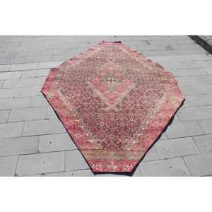 พรมวินเทจขนาด 5.6x8.1 ฟุต พรมตุรกีขนาดใหญ่ พรมลายจุดสีน้ำตาลแดง - Product Image 1
