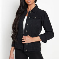 Chaqueta Vaquera para Mujer, Corte Clásico, Color Sólido, Cierre de Botones, Estilo Casual, Otoño, Tela de Algodón Lavado