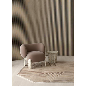 Tapis rectangulaire rayé en laine et viscose fait main, grand format, couleur ivoire clair, Top-260, pour entrée, chambre, couloir, disponible en polyester - Product Image 5