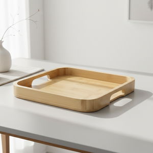 Excellent Quality 3202827-25.5X23 Plywood Handle Wooden Serving Tray For Tea <b>Set</b> Display - Product Image 2