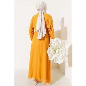 <b>Elastic</b> Waist <b>Belted</b> Tulle <b>Dress</b> Mustard - Product Image 4