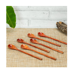 Cucharas de Madera para Postre, Acabado Espejo, Ecológicas, Aptas para Lavavajillas, Mango Corto, 6 Piezas, Mejor Precio - Product Image 5