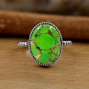 Handmade 925 Sterling <b>Silver</b> <b>Boho</b> Jewelry Green Copper Turquoise Statement <b>Ring</b> Women's Promise Wedding Party Gift for - Product Image 2