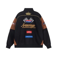 Haute qualité personnalisé brodé hommes F1 course costume bouton patte col PU veste pour moto hiver ensemble Couple cuir