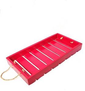 Plateau de service rectangulaire en bois de haute qualité en laiton AK en couleur bois de frêne plateau personnalisé pour décor d'hôtel et de restaurant - Product Image 4