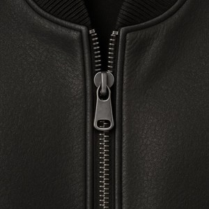 Blouson aviateur en cuir, logo personnalisé, noir, cuir de vache véritable, blouson de moto, meilleure qualité, veste d'hiver - Product Image 3