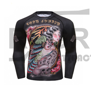 Compression Gym Shirts Surfing Long Sleeve Custom Logo UV BJJ Rashguard MMA Sublimated <b>Mens</b> Rash Guard DHL Sublimation FEDEX OEM - Product Image 1