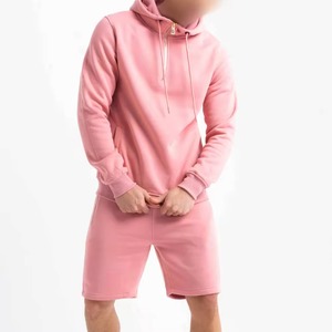 OEM personnalisé poids lourd décontracté 100% coton survêtements deux pièces en détresse broderie Patch Gym Shorts lavage à l'acide à capuche ensembles pour - Product Image 2