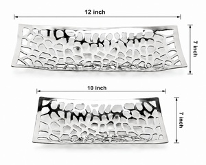 Plateau en acier inoxydable avec découpe géométrique pour la décoration intérieure, pièce décorative artisanale en métal durable pour hôtel - Product Image 4