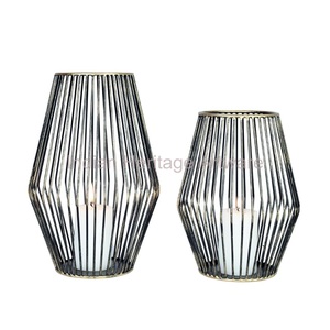 Porte-bougie chauffe-plat en fil de fer doré et argenté, design moderne fait main, lanterne festive pour la décoration de la maison, Noël - Product Image 1