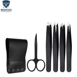 Pinces à épiler professionnelles en acier inoxydable, pointues, inclinées, plates, à angle, durables, instruments de beauté pour un contrôle précis - Product Image 1