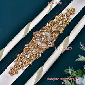 Ceinture de mariée Bridella BS26G ivoire avec strass et accents de perles, ajustable pour mariages, bals de promo et événements formels - Product Image 4