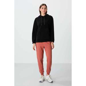 Sweat-shirt à capuche oversize noir en polaire pour femme TommyLife, manches longues, pull confortable 100 % polyester pour un look décontracté - Product Image 2
