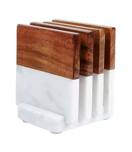 Posavasos de madera y mármol de diseño de borde redondo ecológico clásico de alta demanda 4 pulgadas hecho a mano decoración del hogar de alta calidad - Product Image 5
