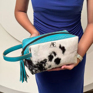 Nouvel arrivage de boîte de rangement cosmétique de maquillage élégant en cuir de vachette pochette à bijoux de couleur turquoise, boîte organisateur de salle de bain vanité - Product Image 1