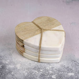 ชุดถาดรองแก้วหินอ่อนสีขาวลายฟอยล์สีทองที่รองแก้วหินอ่อนหินอ่อนสีขาวรูปหัวใจรูปทรงตามสั่ง - Product Image 6