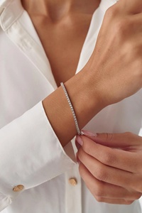 Pulsera de Tenis con Diamantes de Diseño Elegante al por Mayor, Piedra de Corte Brillante, Joyería Premium para Fiestas, Compromiso, Uso Diario, Oro Sólido de 14K - Product Image 3