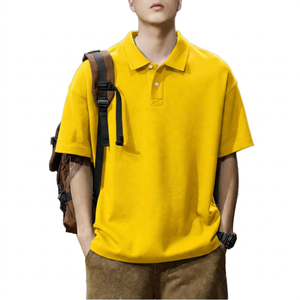 Polo de Manga Corta para Hombre, Talla Grande, Color Sólido, Informal, Transpirable, de Algodón Oxford, Corte Regular, Estilo Liso Teñido - Product Image 2
