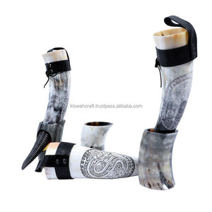 Cuerno Vikingo para Beber, Ecológico, Estilo Animal, Hecho a Mano, Seguro para Alimentos, Cuerno de Buey Genuino con Soporte de Cuero, Decoración para Bodas - Product Image 1