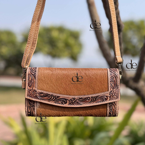 Cartera de Mano Elegante para Mujer, Tallada a Mano, de Piel de Vaca con Pelo, Cartera de Piel, Elegante, Impermeable, Nuevo Diseño, Multiusos - Product Image 1