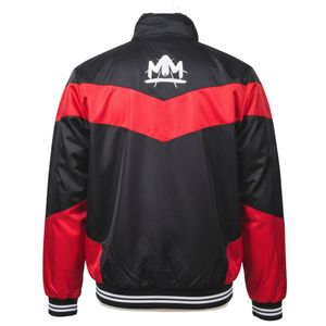 Womens <b>Red</b> Black Color Block Windbreaker Jacket Lightweight Nylon Streetwear Zip Up Fashion Outerwear - Product Image 2