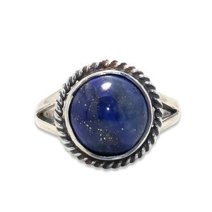 Anillo de declaración de Plata de Ley 925 para mujer, piedra preciosa de lapislázuli azul Natural, joyería de moda para fiestas - Product Image 1