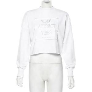 Sweat-shirt à manches longues en Spandex pour femmes, décontracté, col rond, logo personnalisé, design personnalisé - Product Image 1