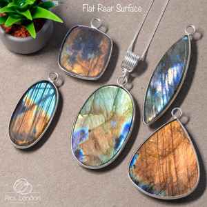 Collier Labradorite Naturelle Plaqué Or Vintage-Chaîne en Argent Sterling 925 avec Grand Pendentif en Pierre Précieuse-Coffret Cadeau pour Femme - Product Image 5