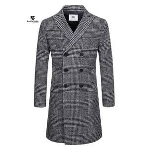 Cappotto di lana per abbigliamento Casual leggero all'ingrosso da uomo \ leggero antivento Vintage trapuntato manica lunga cappotto di lana da uomo