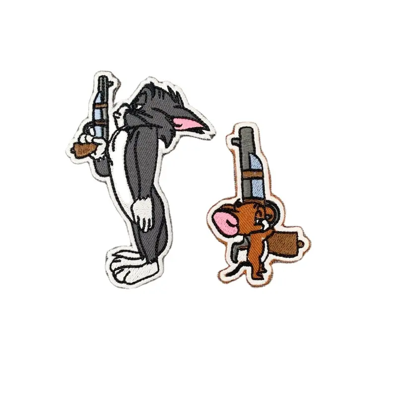 Tom und Jerry Bügeln hochwertige Stickerei Patch für Jacken und Rucksack