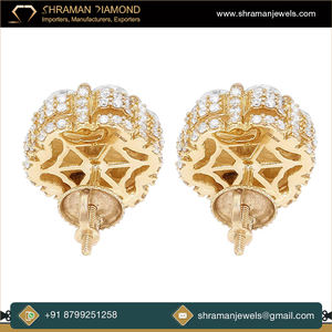 Joyería de moda de diseño moderno de calidad superior 4 CTS 10K Gold Custom Cluster Lab Grown Diamond Pendiente para mujer - Product Image 3