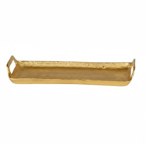 Bandeja de Servicio Rectangular de Acero Inoxidable de Lujo, con Asa Dorada, Pulido Espejo, para Uso en Hoteles y Catering - Product Image 3