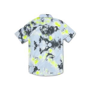 Camicia Casual da Uomo Volcom Saturate in Popeline 100% Cotone a Maniche Corte Traspirante, Colore Lime Tie Dye Blu, con Colletto Abbottonato, Varie Taglie - Product Image 4