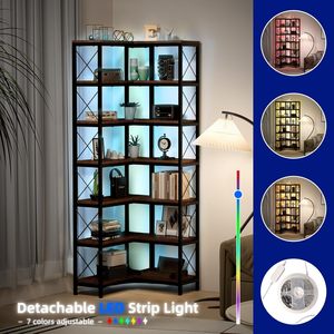 Étagères de salon avec éclairage LED, étagères <span class=keywords><strong>d</strong></span>'angle, étagère de rangement industrielle moderne, <span class=keywords><strong>d</strong></span>écoration intérieure, étagères ouvertes hautes DR561 - Product Image 5