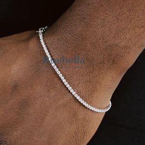 Wholesale Men's Tennis <b>Bracelet</b> 925 Sterling Silver 3mm Chain with 14k White Gold Plating Luxury Moissanite Jewelry Gift for Him - Product Image 1