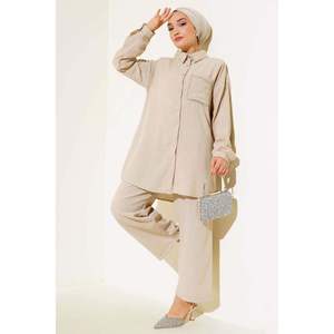 ชุดผ้าลินิน2ชิ้นพร้อมกระเป๋าและปกหินสีเบจ - Product Image 2