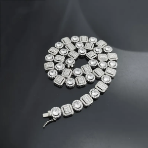 Cadena de tenis de eslabones de 18 pulgadas, cadena de tenis de diamante brillante de corte cuadrado Chapado en plata/oro de 10K - Product Image 5