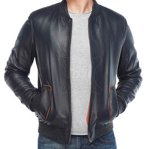 Chaqueta de Cuero Bomber para Hombre de Alta Calidad al Mejor Precio, Chaqueta de Cuero de Manga Larga, Diseña Tus Propias Chaquetas de Moda de Cuero - Product Image 1
