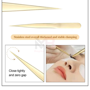 Pince à épiler pour extensions de cils de haute qualité, ensemble personnalisé, miroirs pour cils, pince à épiler en acier inoxydable avec pointe en fibre et poignée en diamant - Product Image 6