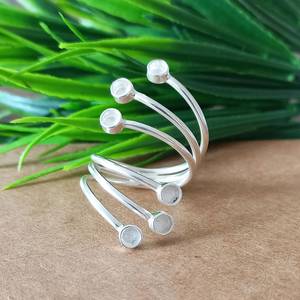 Solid 925 Sterling Silver 14K Gold Plated Plain Bezel Cup Close Collet <b>Ring</b> Semi-Mount Blank Setting Jewelry - Product Image 1