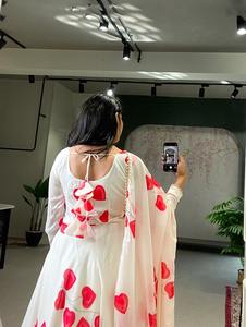 Vestido de diseñador Anarkali, indio paquistaní, Salwar, Kameez, ropa de fiesta de boda - Product Image 4