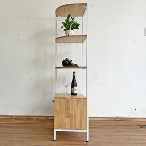 Étagère d'angle murale en bois naturel KGT68017 avec tiroirs à cadre en fer, type support, pour la maison, le salon, la salle de bain, la cuisine, le rangement de bijoux - Product Image 4
