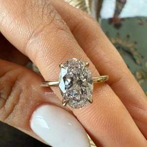 Elegant Lab Grown Diamond Engagement <b>Ring</b> Women's Wedding Fine Jewelry Designer <b>Statement</b> <b>Ring</b> for Bridal Gift Oval Cut - Product Image 1