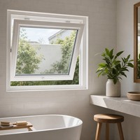 Fenêtre à auvent en PVC, à ouverture par le haut, ventilée, étanche à la pluie, double vitrage, écoénergétique