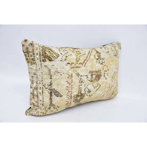 Almohada de retales Kantha de lana Beige, 16x24 pulgadas, bordado, patrón de tejido Floral Vintage, estilo bohemio a cuadros para sofá o uso doméstico - Product Image 3