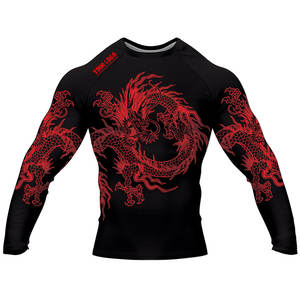 Sérigraphie Spandex/Polyester Rash Guard MMA BJJ Chemise de compression à manches longues Gym Training Quick Dry Lightweight - Product Image 1